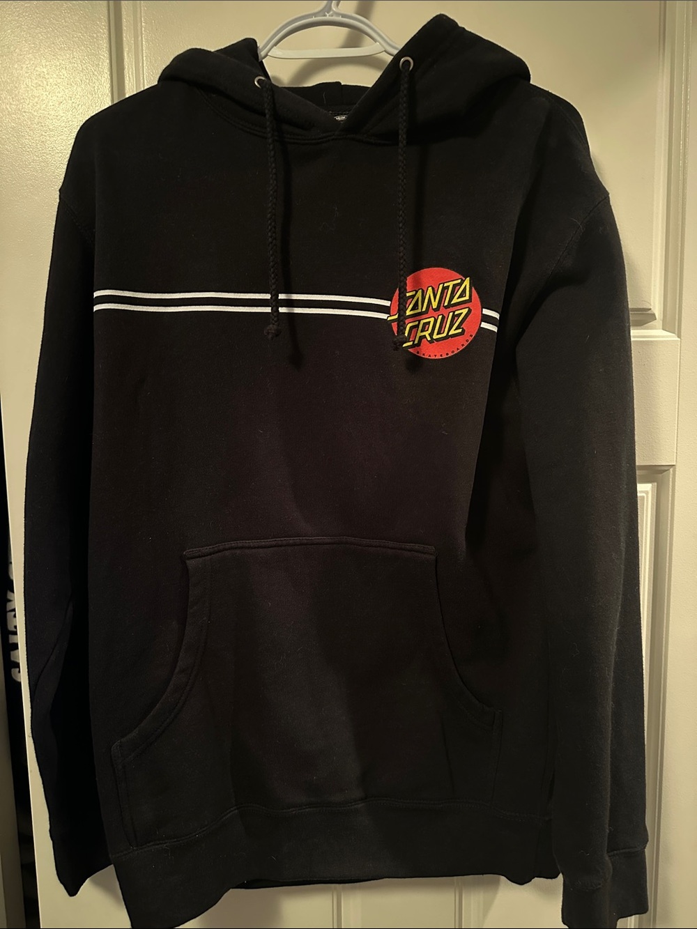 Santa Cruz Skateboards Black Hooded Sweatshirt with Red Logo